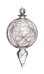 Christmas ball ornament- clear transparent with copper string inside