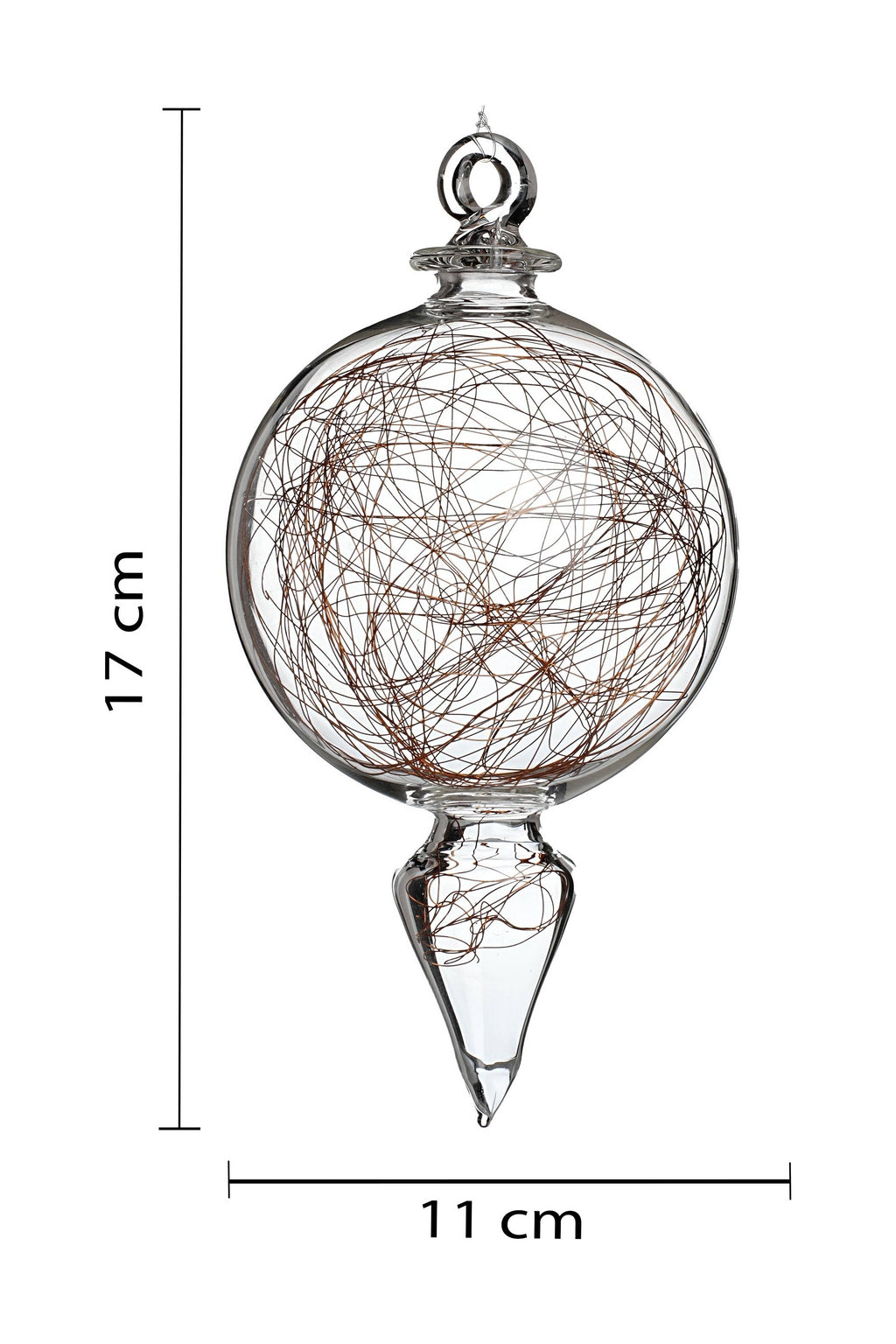 Christmas ball ornament- clear transparent with copper string inside