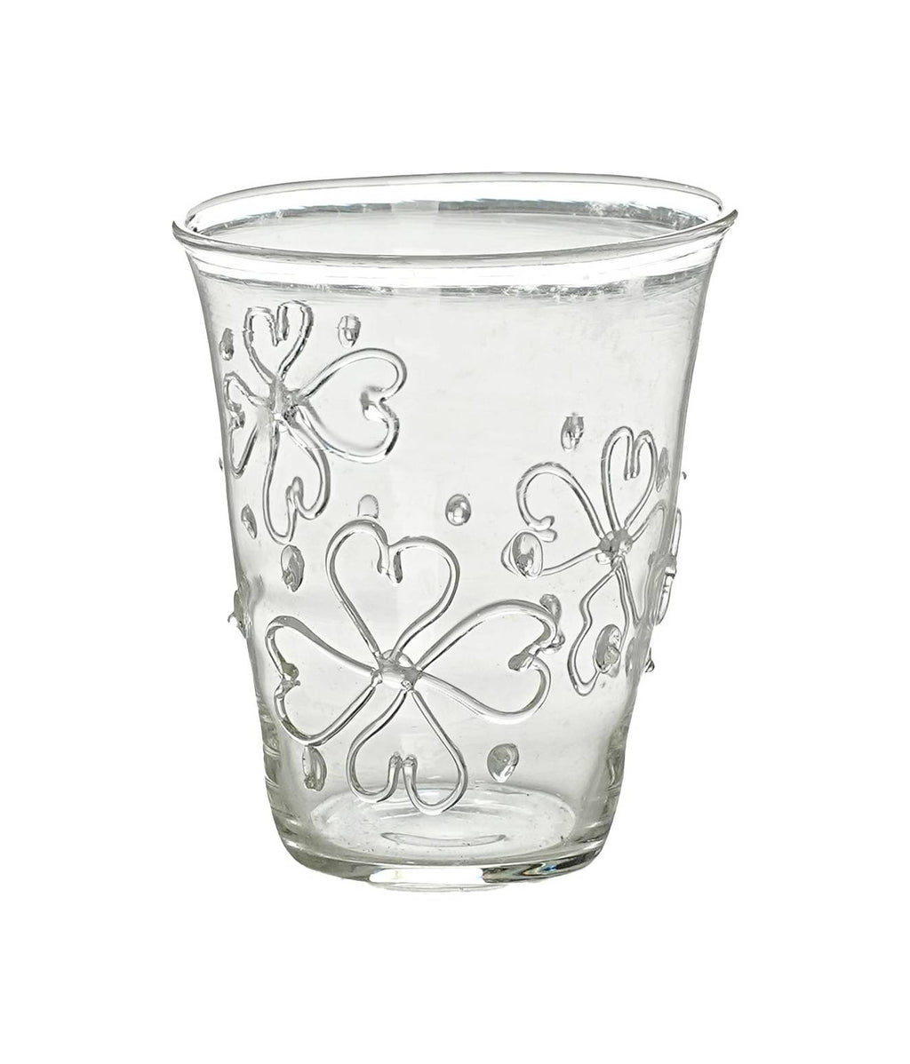 Glass with flower motif