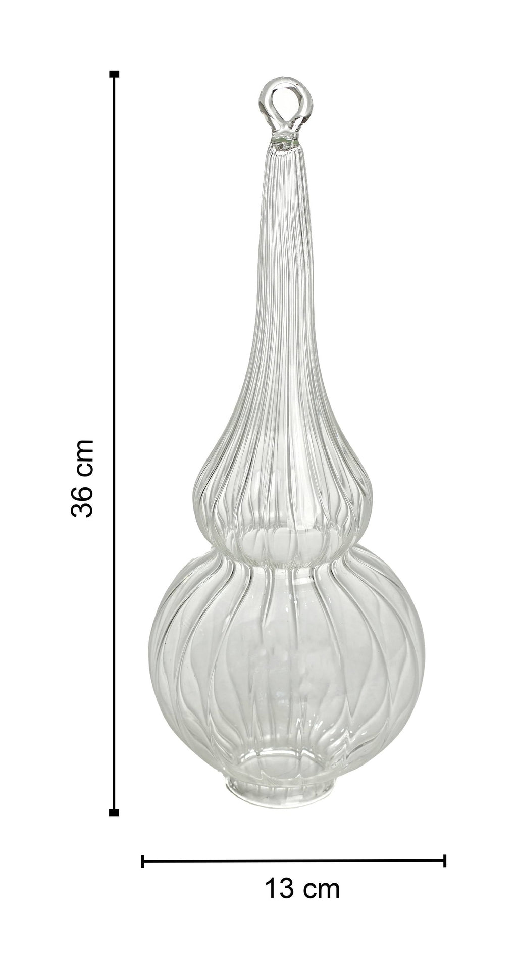 Christmas decoration piece inner ribbed, elongated