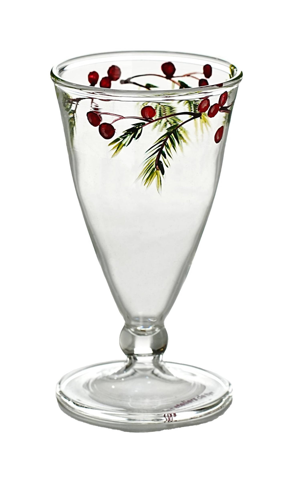 Glass conical shape with cherries drawing