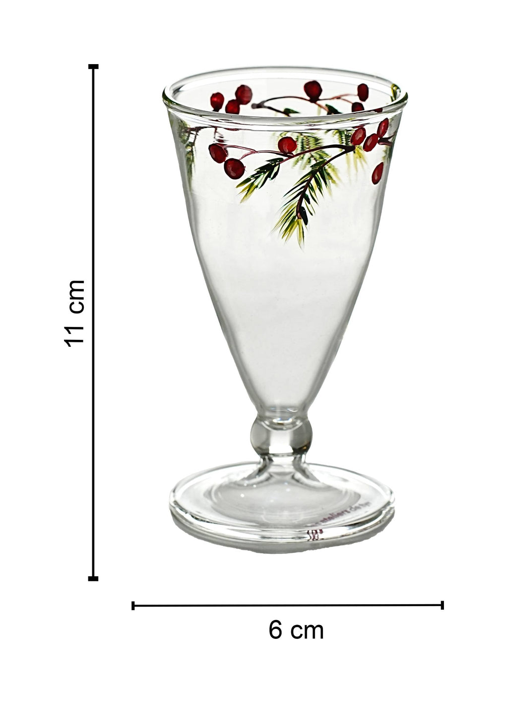 Glass conical shape with cherries drawing