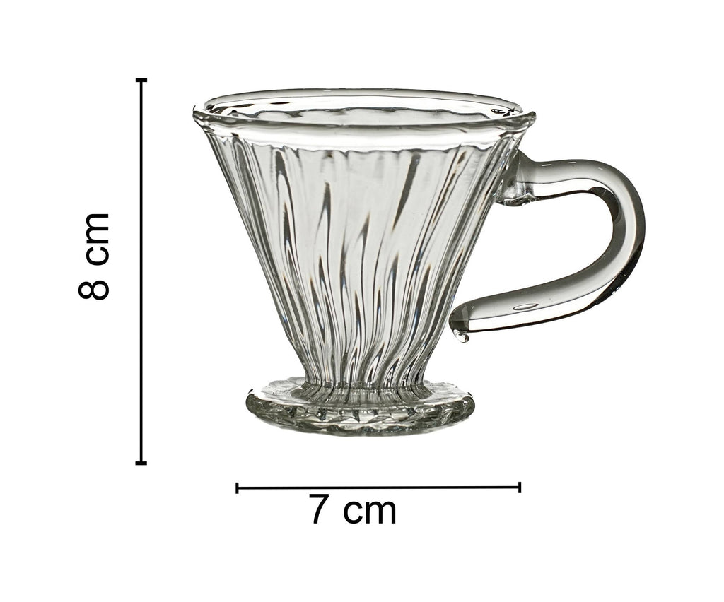 Coffee cup inner ribbed conical bottom shape, with handle