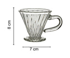 Coffee cup inner ribbed conical bottom shape, with handle