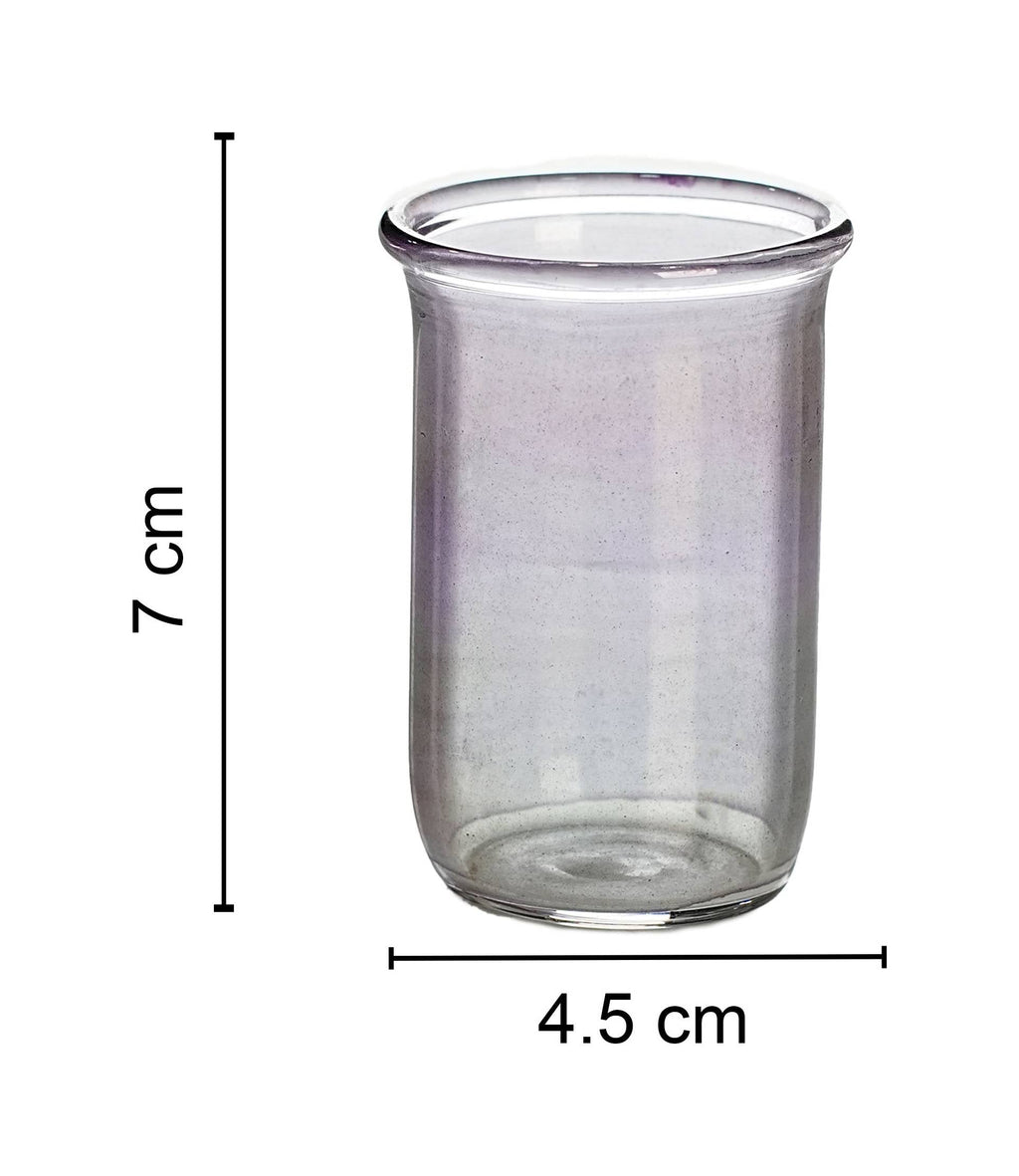 Glass for spoon, ribbed colored edge (pink, amber)