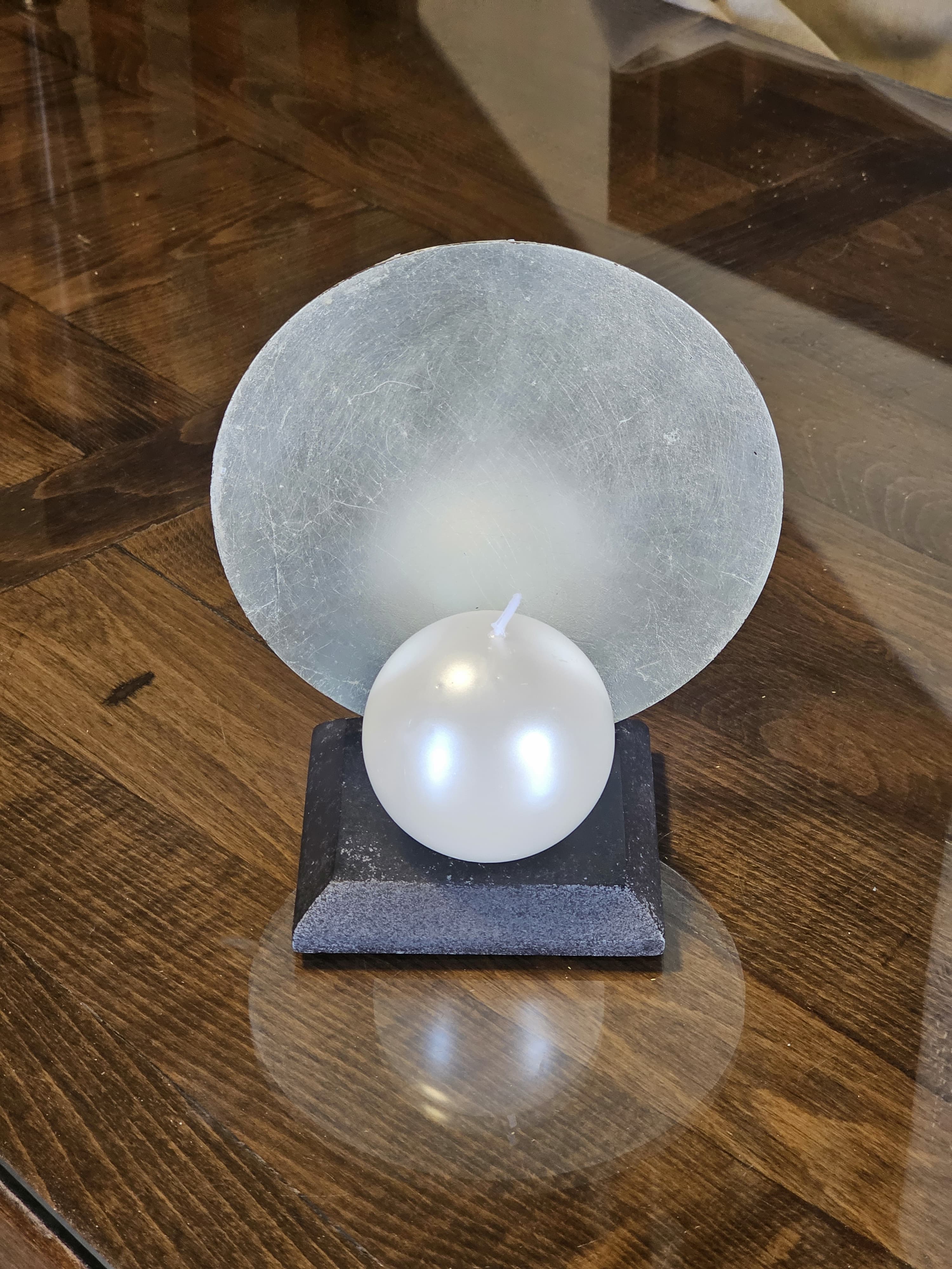 Candle Holder- Wooden with Metal Back Plate