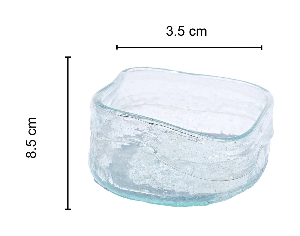Bowl- Recycled Glass, Square Crackled Finish