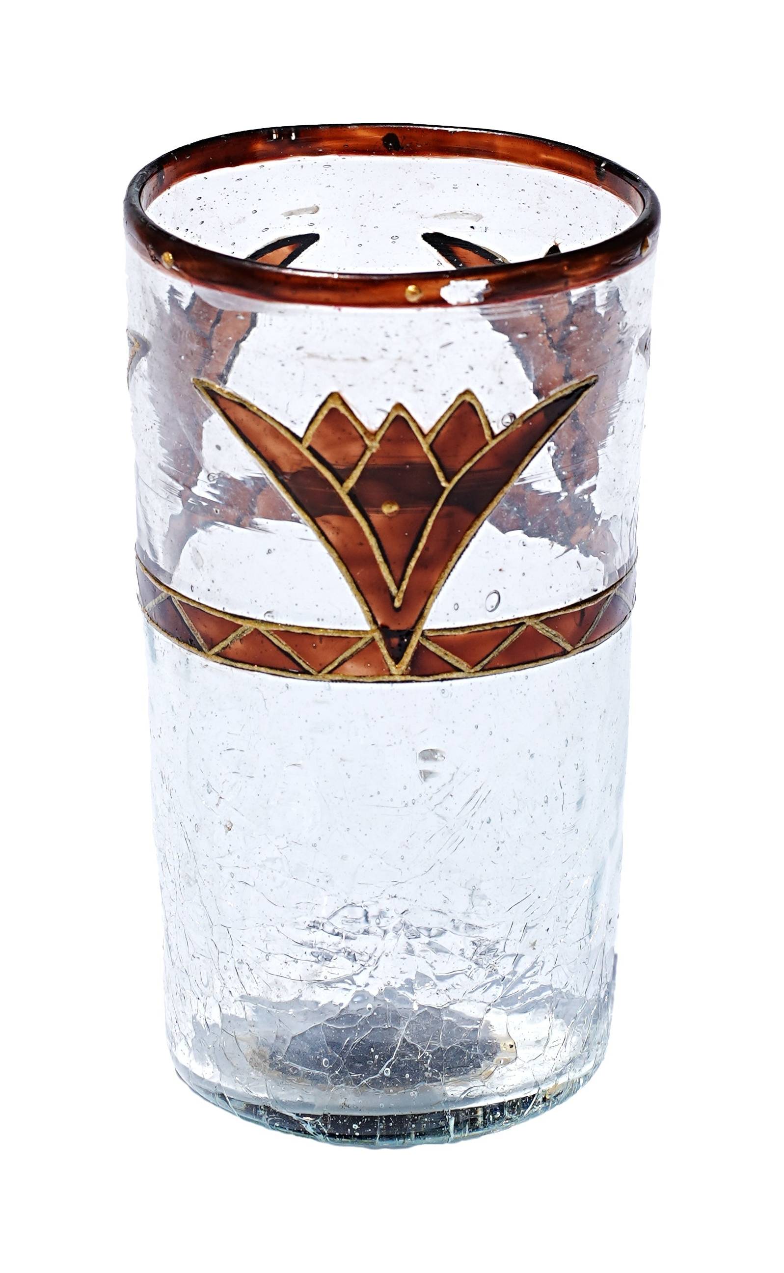 Tumbler- Recycled Glass, Amber Lotus