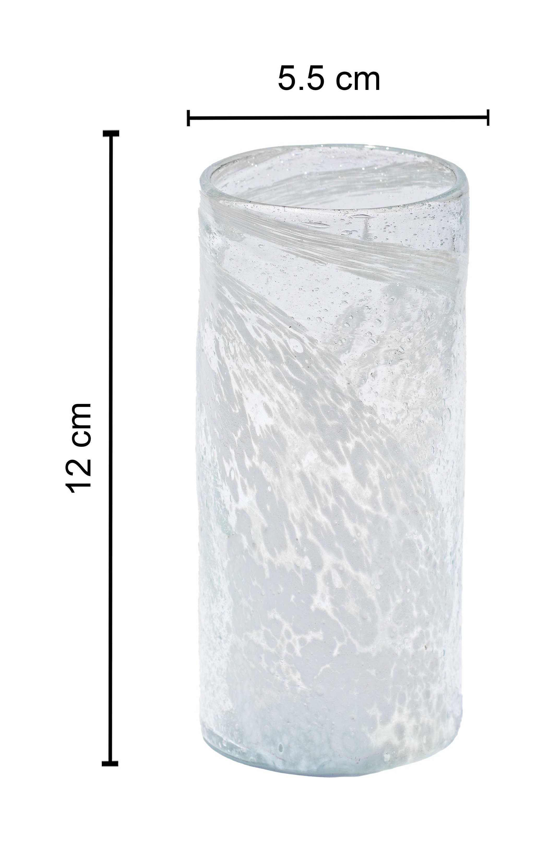 Tumbler, Tall- Recycled Glass, White Swirls
