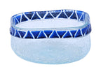 Bowl- Recycled Glass, Square with Blue Motifs