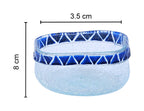 Bowl- Recycled Glass, Square with Blue Motifs