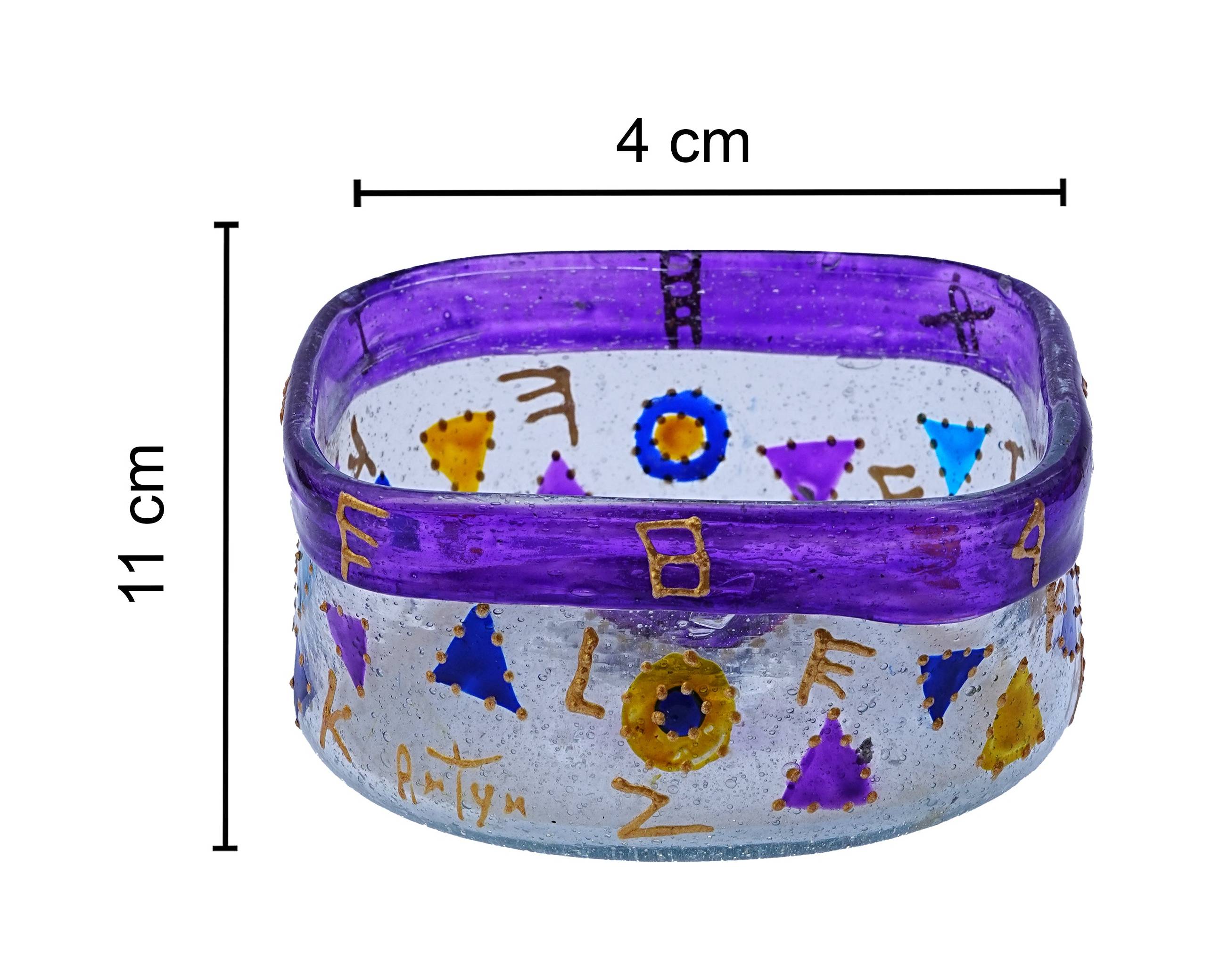 Bowl- Recycled Glass, Phoenician Motifs