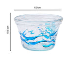 Bowl- Recycled Glass, Round with Blue Wave Motif