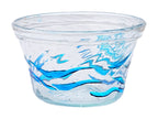 Bowl- Recycled Glass, Round with Blue Wave Motif