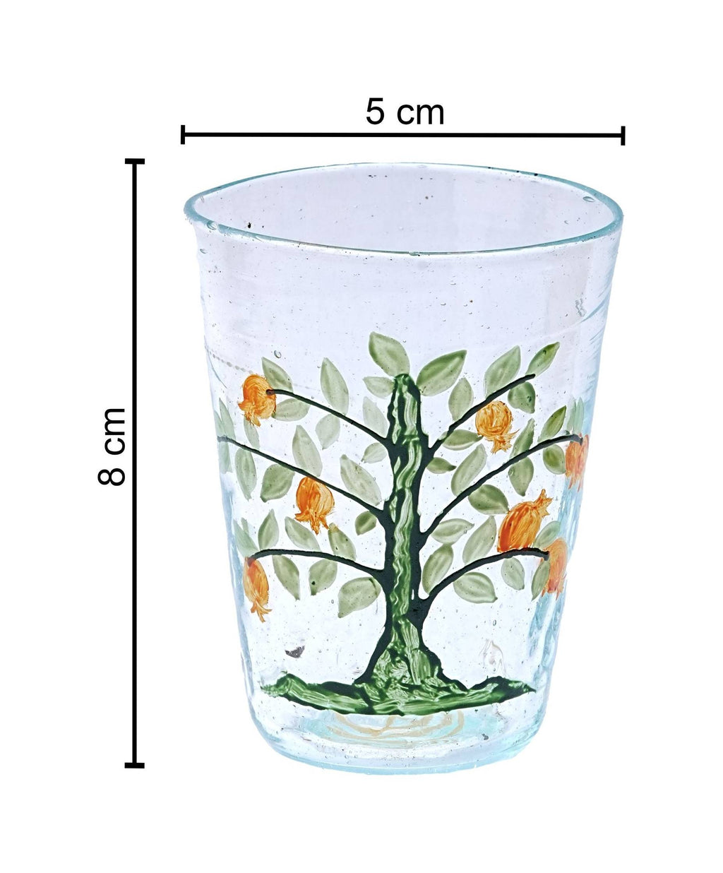 Glass clear with golden Phoenician alphabet and purple line