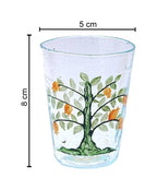 Glass clear with golden Phoenician alphabet and purple line