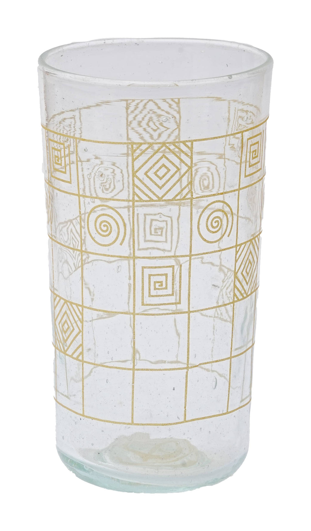 Tumbler- Recycled Glass, Golden Geometric Motif