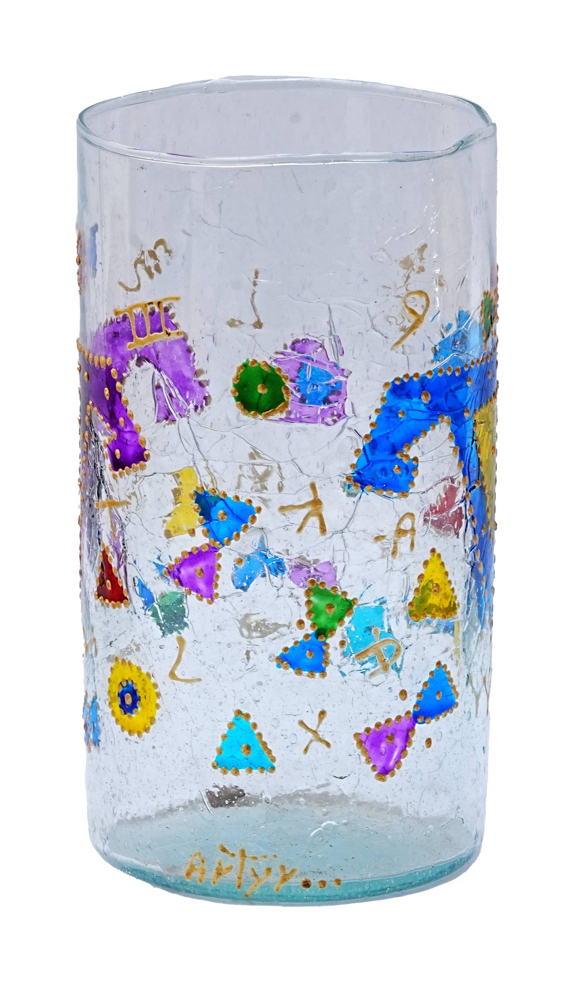 Tumbler, Tall- Recycled Glass, Phoenician Symbols