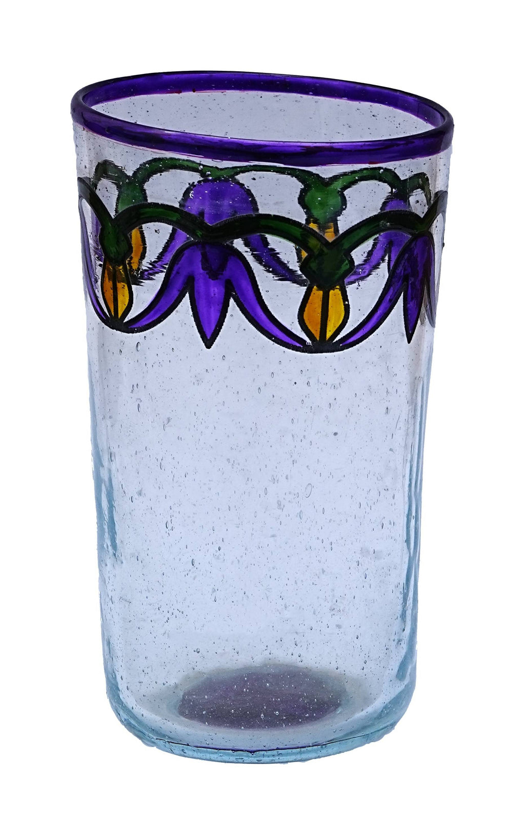 Tumbler- Recycled Glass, Lotus Motif