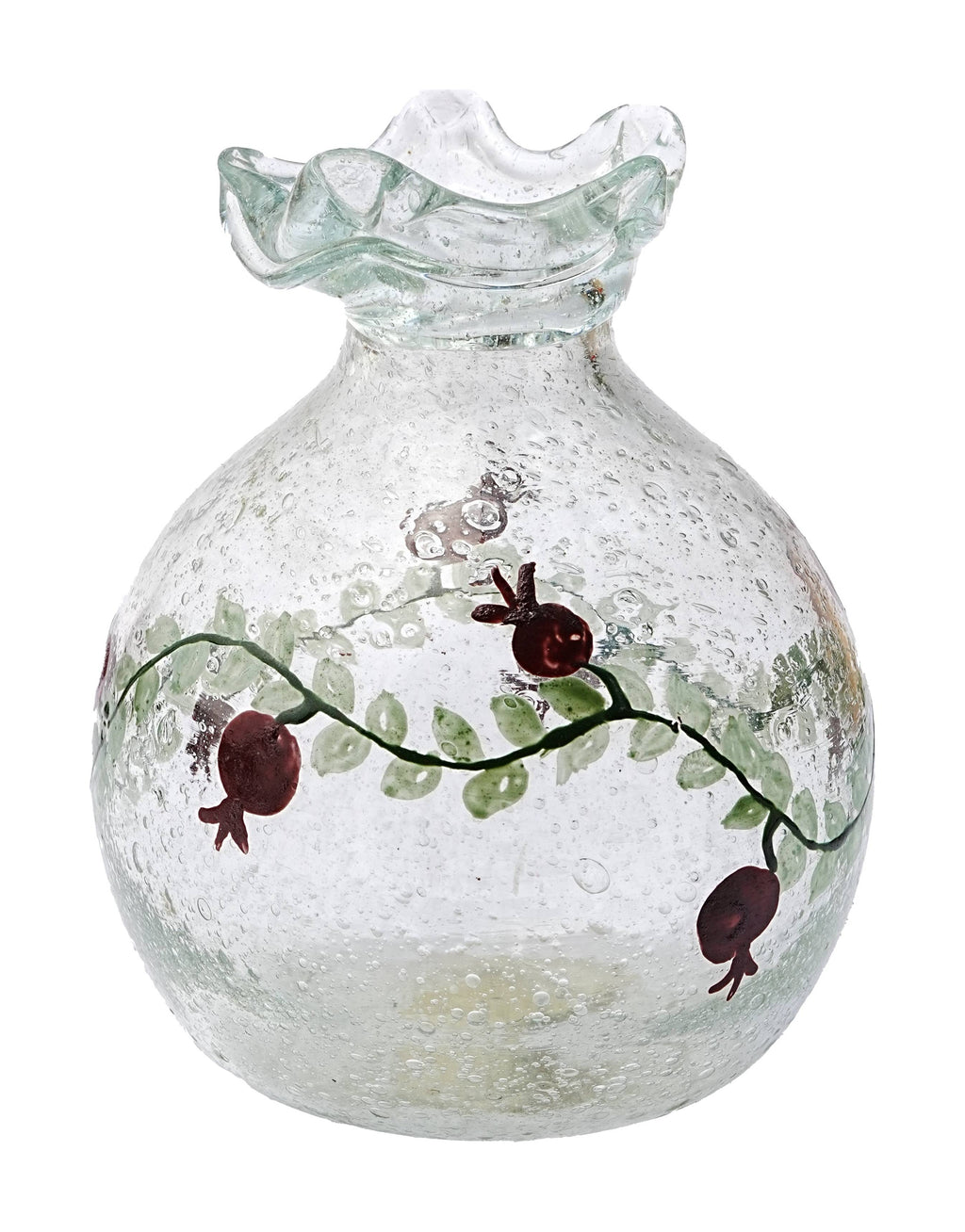 Vase- Recycled Glass, Pomegranate Motif