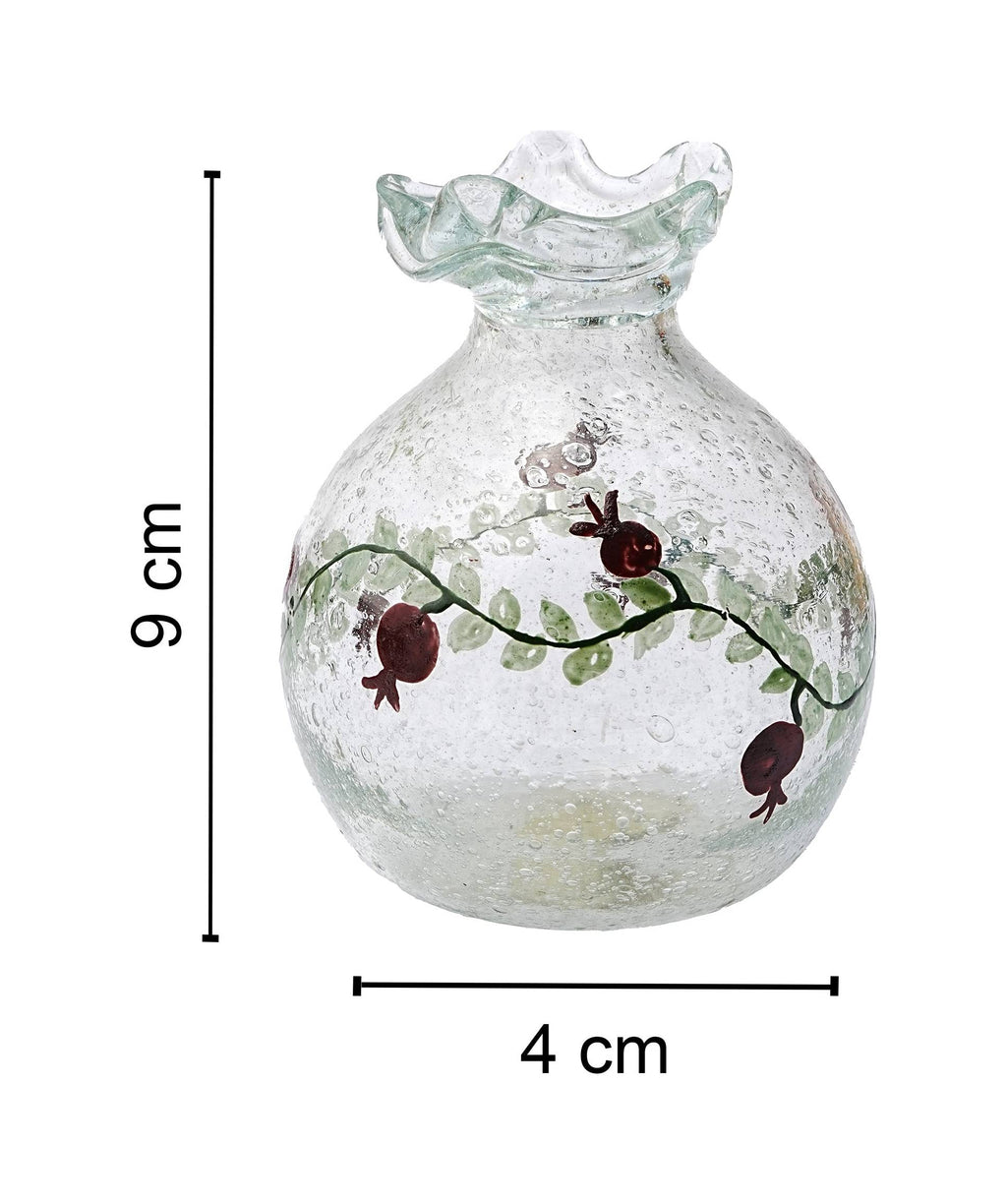 Vase- Recycled Glass, Pomegranate Motif