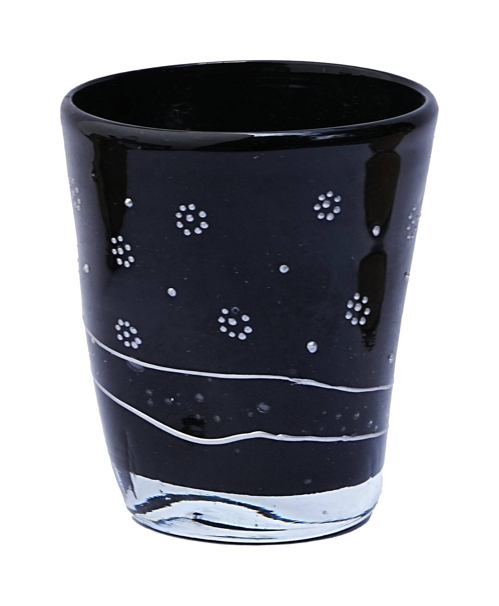 Tumbler- Recycled Glass, Black with White Motif