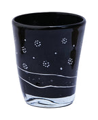 Tumbler- Recycled Glass, Black with White Motif