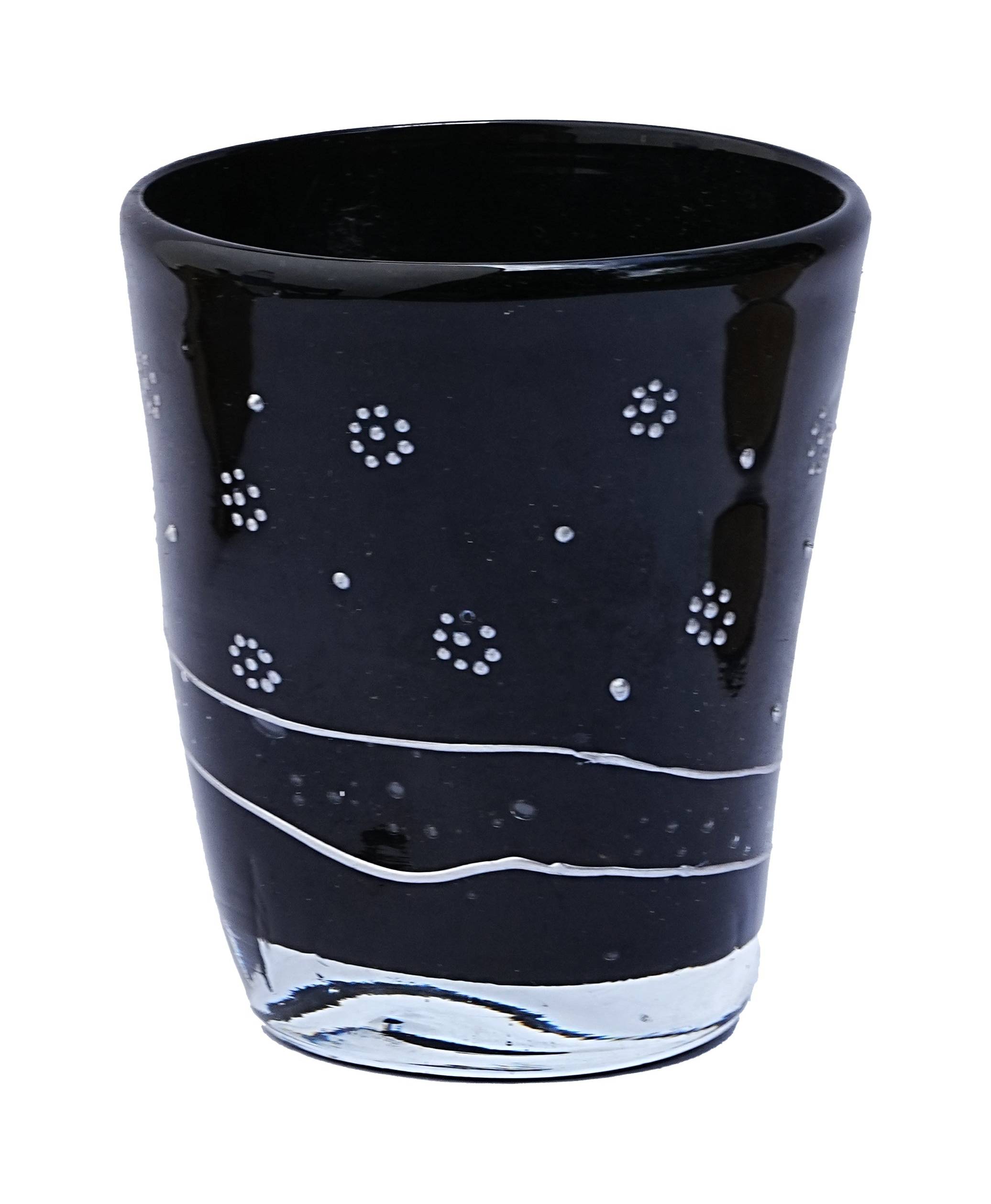 Tumbler- Recycled Glass, Black with White Motif